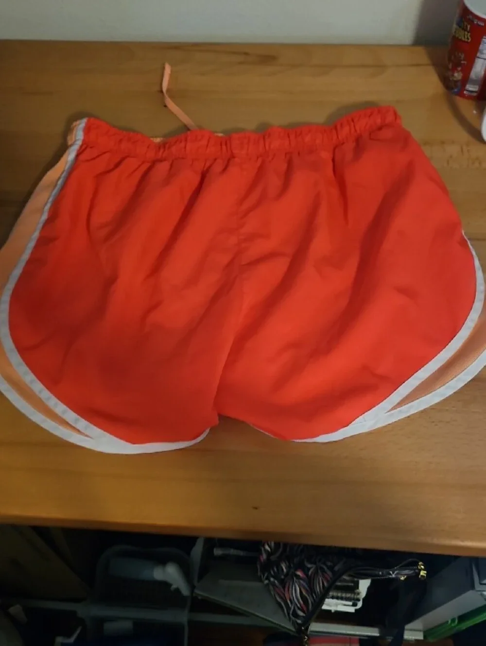 Nike Women's Bright Orange Athletic Running Shorts with White Trim